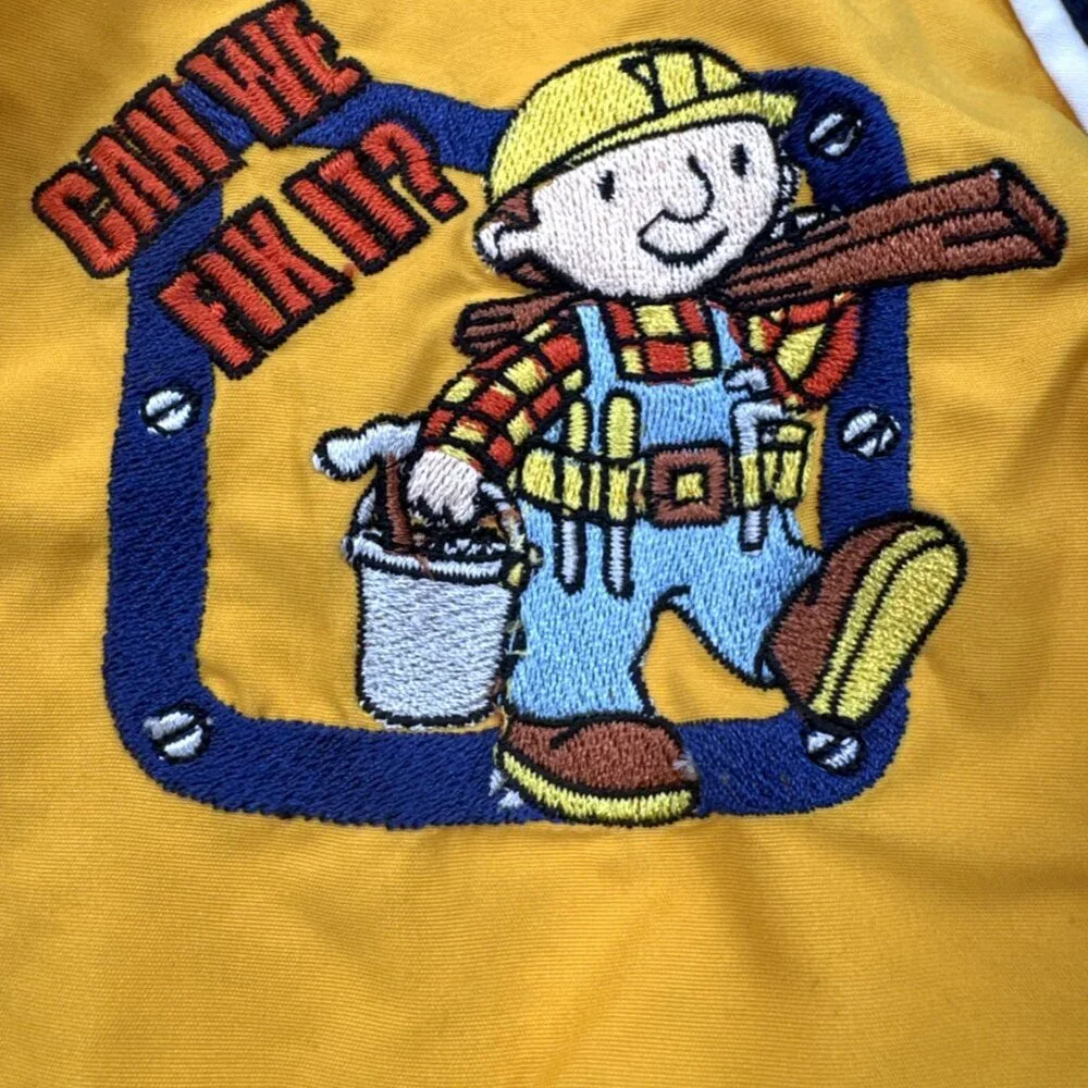 Vintage Bob The Builder Jacket Boys Toddler 4T Yellow Windbreaker Embroidered - Picture 3 of 14
